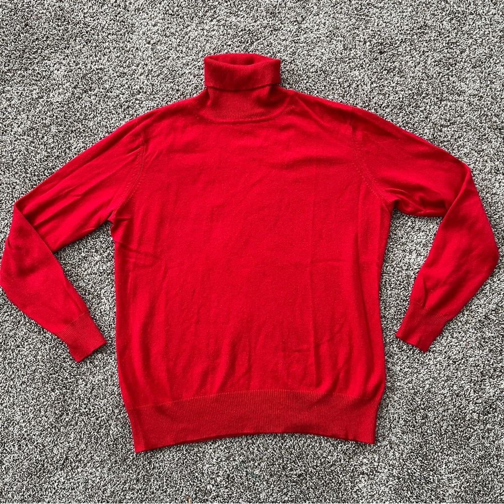 Adagio | Silk and Cashmere Turtleneck Sweater | Red | Size 12 (EU 44)